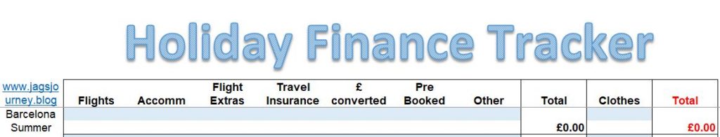 personal finance tracker holiday tab